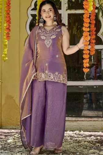 Women Ethnic Motifs Embroidered Regular Thread Work Kurta with Palazzos & With Dupatta