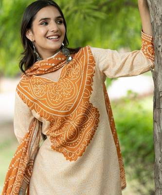 Women Bandhani Printed Regular Pure Cotton Kurta with Palazzos & With Dupatta 7