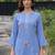 Women Floral Embroidered Regular Thread Work Pure Cotton Kurti with Trousers & With Dupatta