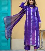 Women Dyed Regular Kurta with Trousers & With Dupatta