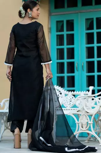 Women Ethnic Motifs Embroidered Regular Chikankari Kurta with Trousers & With Dupatta