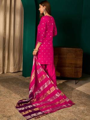 Women Ethnic Motifs Embroidered Regular Kurta with Patiala & With Dupatta 3