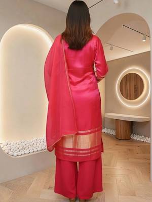 Women Ethnic Motifs Embroidered Regular Thread Work Kurta with Palazzos & With Dupatta 5