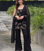 Women Ethnic Motifs Embroidered Regular Thread Work Kurta with Palazzos & With Dupatta