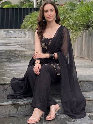 Women Ethnic Motifs Embroidered Regular Thread Work Kurta with Palazzos & With Dupatta 2