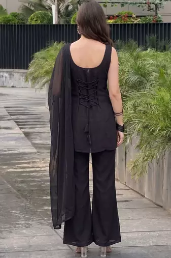 Women Ethnic Motifs Embroidered Regular Thread Work Kurta with Palazzos & With Dupatta
