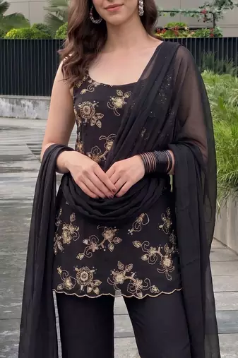 Women Ethnic Motifs Embroidered Regular Thread Work Kurta with Palazzos & With Dupatta