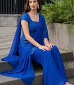 Women Ethnic Motifs Embroidered Regular Sequinned Kurta with Palazzos & With Dupatta