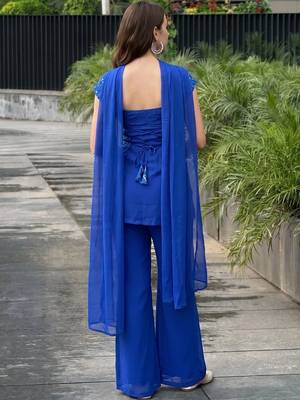 Women Ethnic Motifs Embroidered Regular Sequinned Kurta with Palazzos & With Dupatta 4