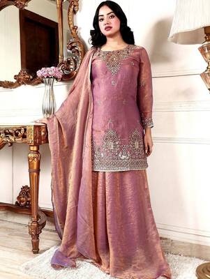 Women Ethnic Motifs Embroidered Regular Kurta with Palazzos & With Dupatta 3