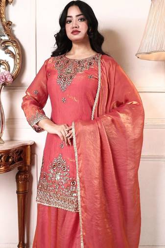 Women Ethnic Motifs Embroidered Regular Kurta with Palazzos & With Dupatta