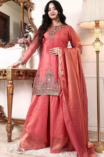 Women Ethnic Motifs Embroidered Regular Kurta with Palazzos & With Dupatta