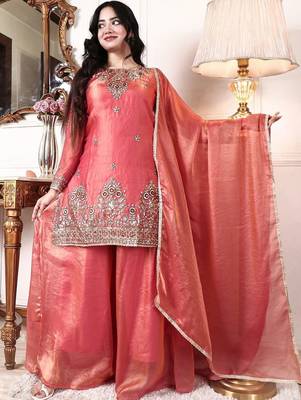 Women Ethnic Motifs Embroidered Regular Kurta with Palazzos & With Dupatta 3