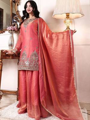 Women Ethnic Motifs Embroidered Regular Kurta with Palazzos & With Dupatta 6
