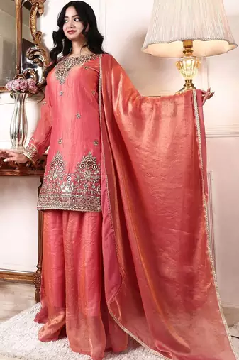 Women Ethnic Motifs Embroidered Regular Kurta with Palazzos & With Dupatta