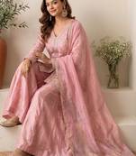 Women Ethnic Motifs Embroidered Regular Kurta with Sharara & With Dupatta