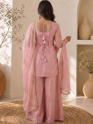 Women Ethnic Motifs Embroidered Regular Kurta with Sharara & With Dupatta 4