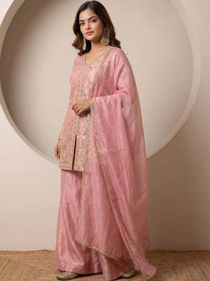 Women Ethnic Motifs Embroidered Regular Kurta with Sharara & With Dupatta 5