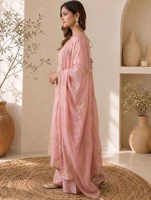 Women Ethnic Motifs Embroidered Regular Kurta with Sharara & With Dupatta 7