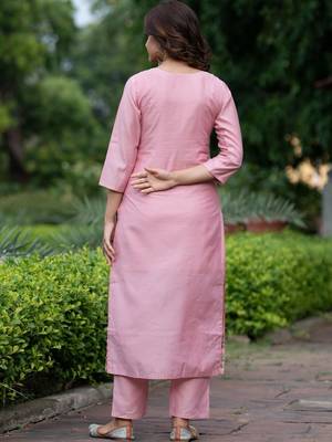 Women Ethnic Motifs Embroidered Regular Thread Work Chanderi Silk Kurta with Trousers & With Dupatta 4