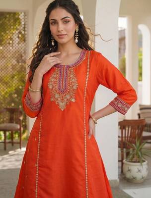 Women Ethnic Motifs Embroidered Regular Thread Work Kurta with Trousers & With Dupatta 3