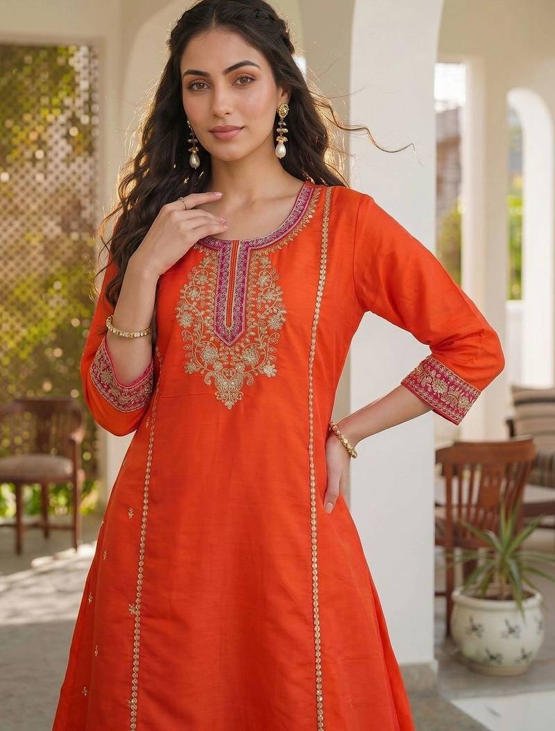 Women Ethnic Motifs Embroidered Regular Thread Work Kurta with Trousers & With Dupatta