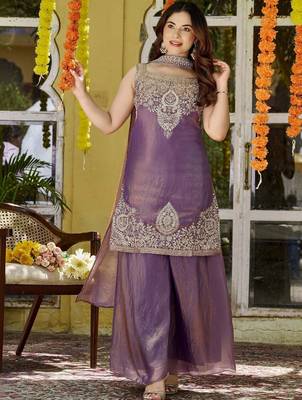 Women Ethnic Motifs Embroidered Regular Kurta with Palazzos & With Dupatta 1
