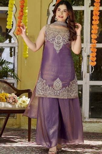 Women Ethnic Motifs Embroidered Regular Kurta with Palazzos & With Dupatta