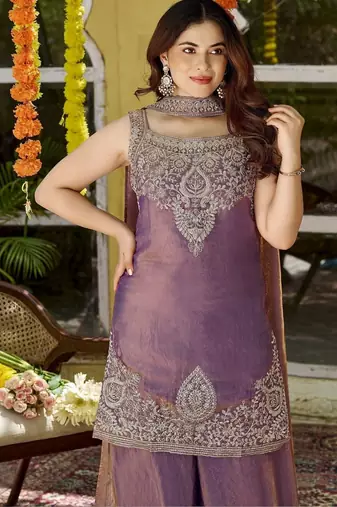 Women Ethnic Motifs Embroidered Regular Kurta with Palazzos & With Dupatta