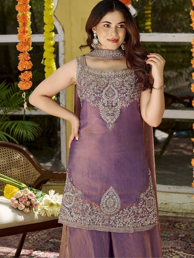 Women Ethnic Motifs Embroidered Regular Kurta with Palazzos & With Dupatta