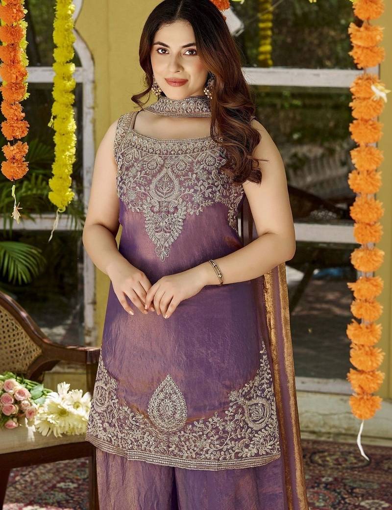 Women Ethnic Motifs Embroidered Regular Kurta with Palazzos & With Dupatta