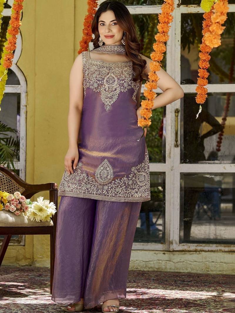 Women Ethnic Motifs Embroidered Regular Kurta with Palazzos & With Dupatta