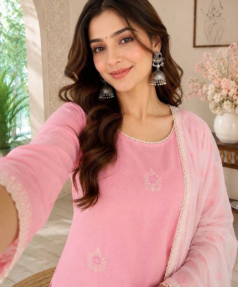 Women Ethnic Motifs Embroidered Regular Thread Work Kurta with Sharara & With Dupatta