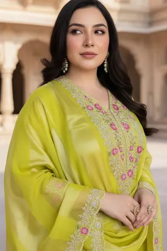 Women Ethnic Motifs Embroidered Regular Thread Work Kurta with Trousers & With Dupatta