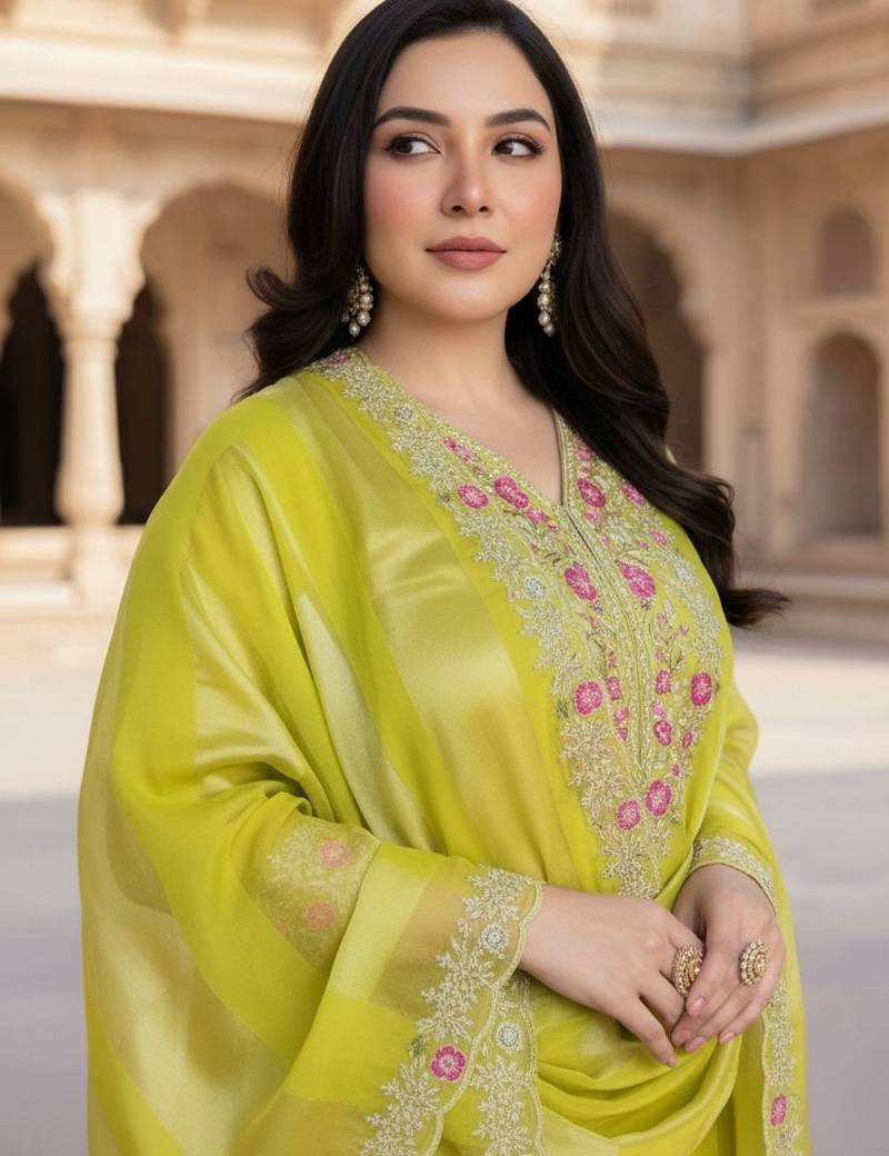 Women Ethnic Motifs Embroidered Regular Thread Work Kurta with Trousers & With Dupatta