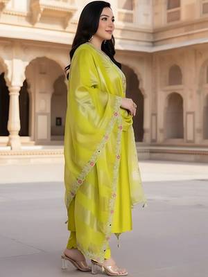 Women Ethnic Motifs Embroidered Regular Thread Work Kurta with Trousers & With Dupatta 6