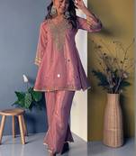 Women Ethnic Motifs Embroidered Regular Mirror Work Kurta with Palazzos
