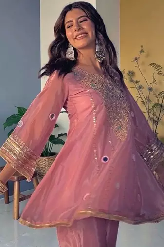 Women Ethnic Motifs Embroidered Regular Mirror Work Kurta with Palazzos