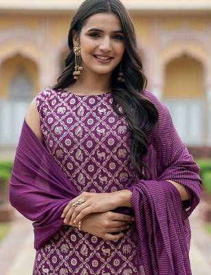 Women Ethnic Motifs Printed Regular Kurta with Trousers & With Dupatta 3