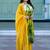 Abstract Printed V-Neck Pure Silk Kurta With Trousers & Dupatta