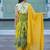 Abstract Printed V-Neck Pure Silk Kurta With Trousers & Dupatta