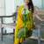 Abstract Printed V-Neck Pure Silk Kurta With Trousers & Dupatta