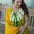 Abstract Printed V-Neck Pure Silk Kurta With Trousers & Dupatta