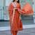 Women Bandhani Printed Empire Thread Work Kurta with Trousers & With Dupatta