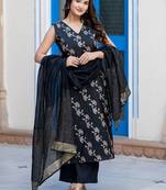 Women Regular Pure Silk Kurta with Palazzos & With Dupatta