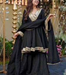 Women Empire Mirror Work Kurta with Sharara & With Dupatta
