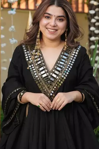 Women Empire Mirror Work Kurta with Sharara & With Dupatta