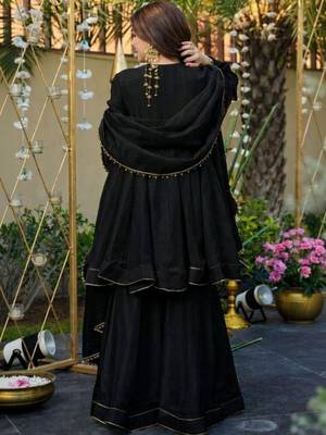 Women Empire Mirror Work Kurta with Sharara & With Dupatta 4