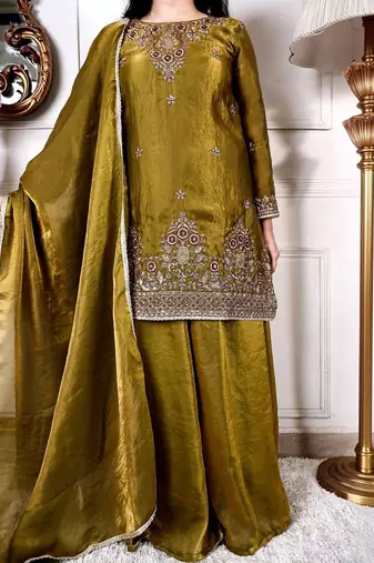 Women Ethnic Motifs Embroidered Regular Kurta with Palazzos & With Dupatta