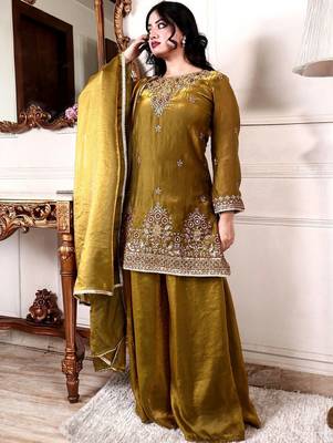 Women Ethnic Motifs Embroidered Regular Kurta with Palazzos & With Dupatta 6